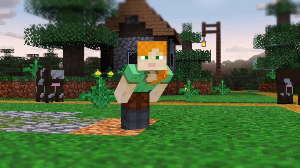 Minecraft Alex amiibo crouching.