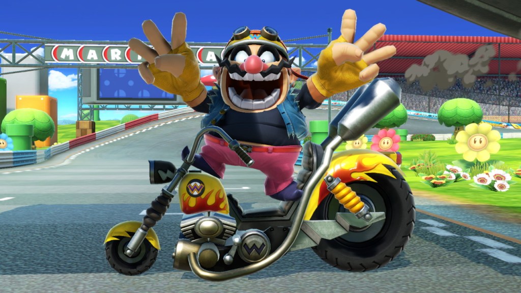 Wario amiibo riding bike.