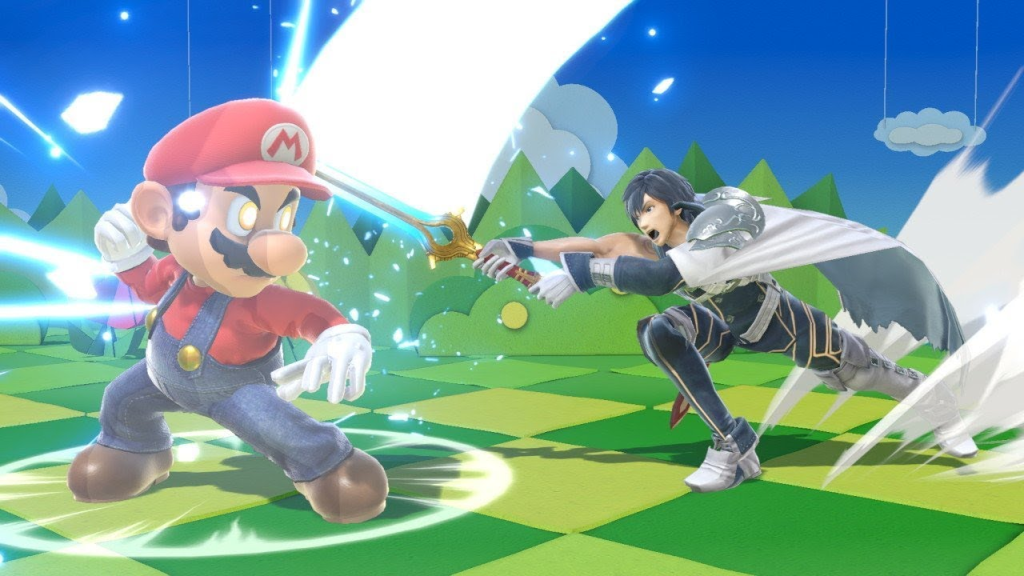 Mario parrying attack from Chrom.